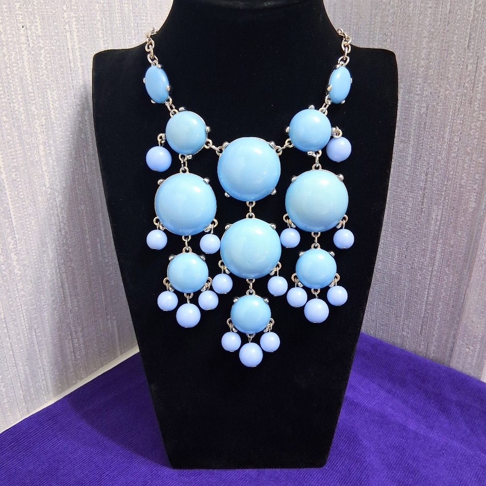 Cloudburst Statement Necklace  Bubble Mermaid Bubbles Ocean Sky Blue